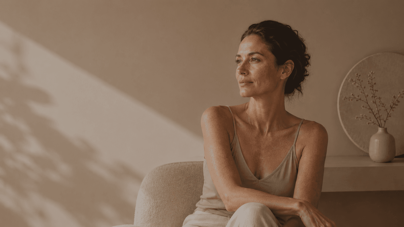 A SkinBit member seated in a softly lit room