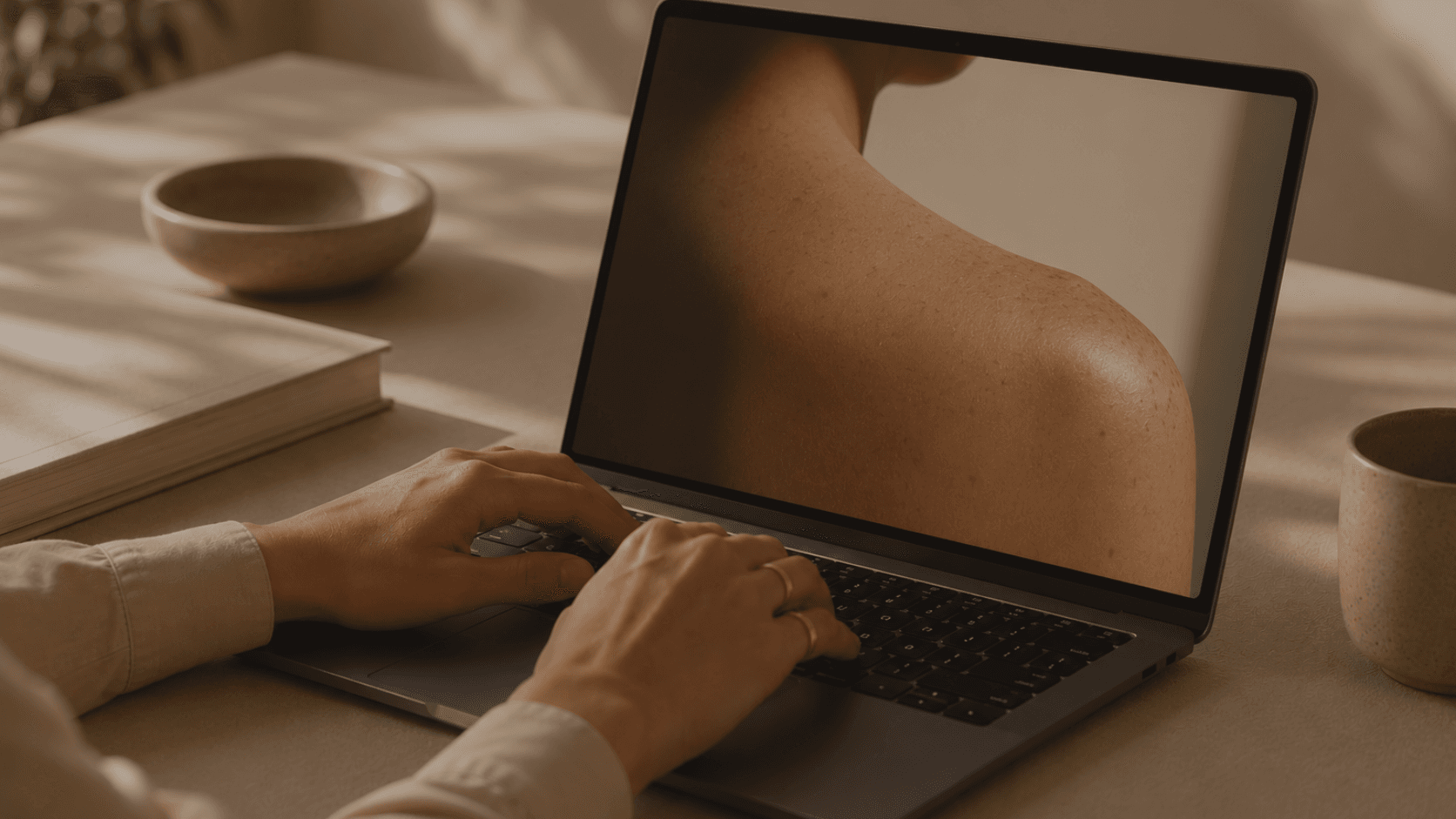 A member scheduling a skin check on a laptop